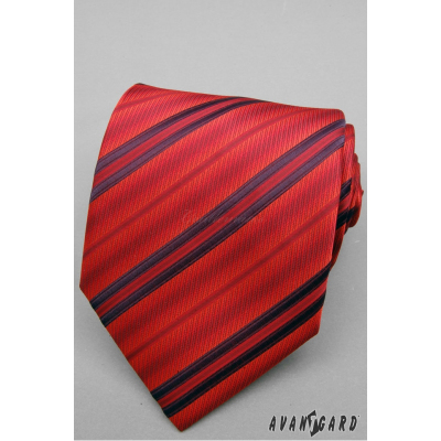 Szeroki czerwony krawat w paski