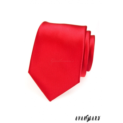 Czerwony krawat męski w delikatne paski
