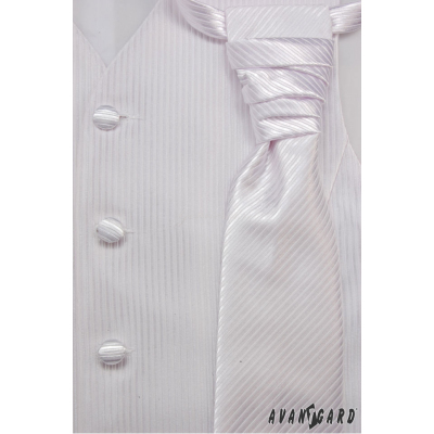 Kamizelka ślubna z krawatem i poszetką biała rozmiar 54