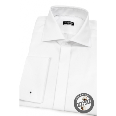 Biała koszula męska SLIM bawełniana na spinki do mankietów