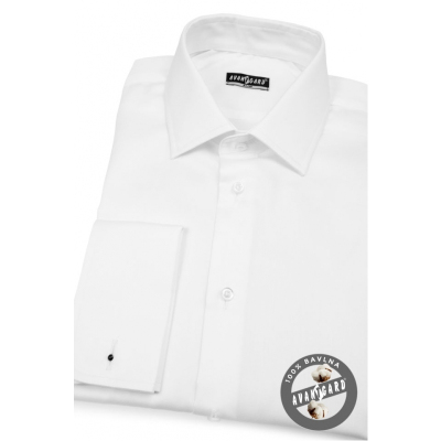 Biała bawełniana koszula slim męska z francuskim mankietem