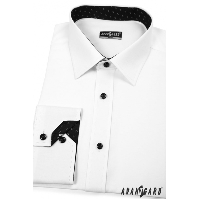 Koszula męska SLIM biało-czarna kombinacja