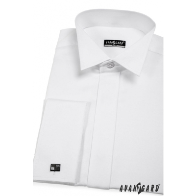 Biała koszula smokingowa SLIM z francuskim mankietem