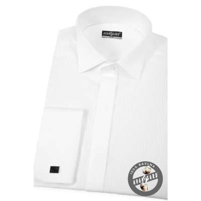 Biała slim koszula smokingowa z podwójnym mankietem