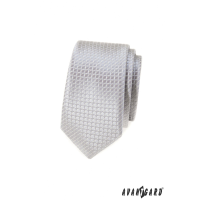 Szara wąski krawat w kratkę