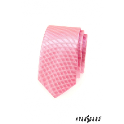 Wąski różowy krawat Avantgard w kratkę