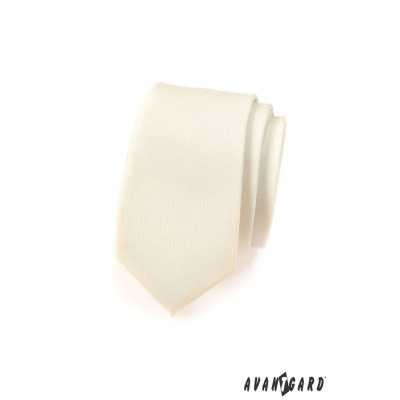 Wąski, kremowy matowy krawat Avantgard