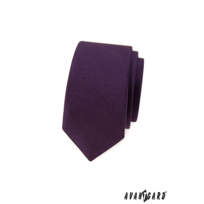 Fioletowy wąski krawat z matowym wykończeniem