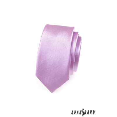 Wąski krawat SLIM fioletowy połysk
