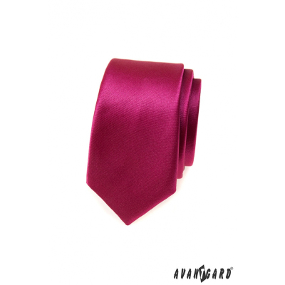 Krawat slim w błyszczącym bordowym kolorze
