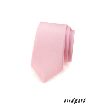 Matowy, wąski różowy krawat