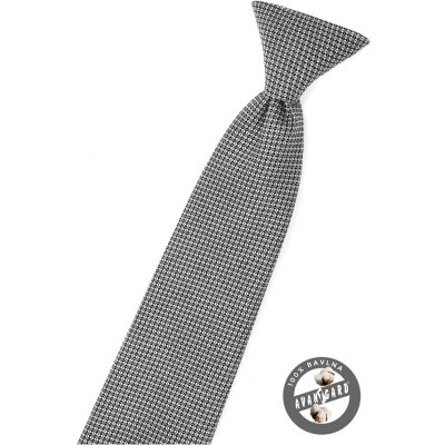 Czarny krawat chłopięcy z szarym wzorem