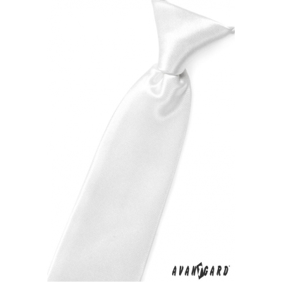Biały błyszczący krawat chłopięcy