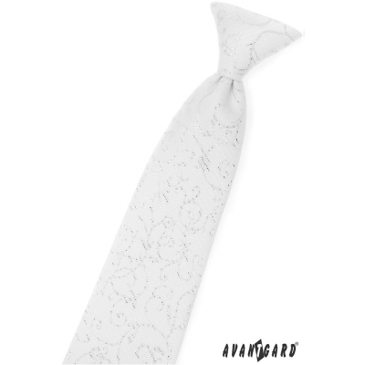 Biały krawat dla chłopca z ozdobami