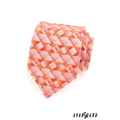 Krawat męski w pomarańczowe geometryczne kształty