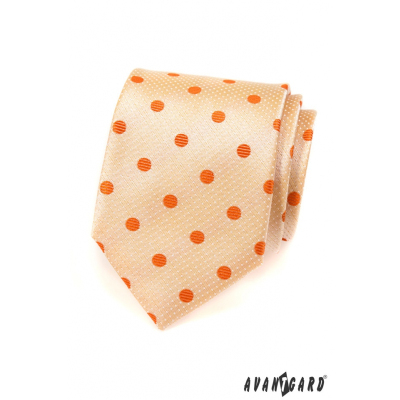 Krawat w kolorze łososiowym z pomarańczową kropką