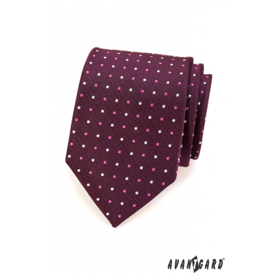 Fioletowy krawat męski w kropki