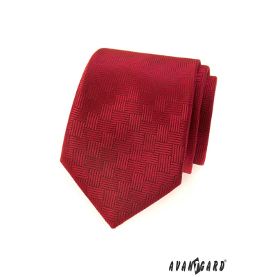 Czerwony krawat męski z przerywaną strukturą