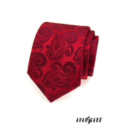Czerwony krawat wzór paisley