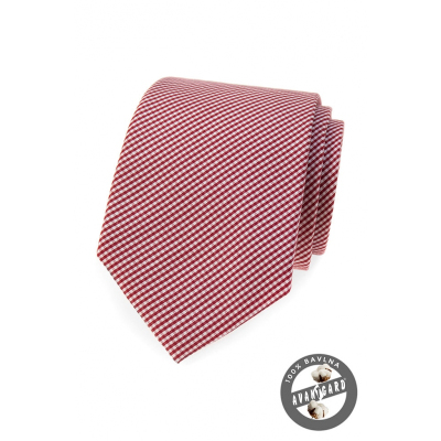 Bawełniany krawat z paskiem w kolorze bordowym