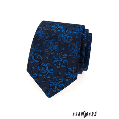 Granatowy krawat z błyszczącym niebieskim wzorem