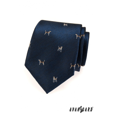 Niebieski krawat Brązowy pies
