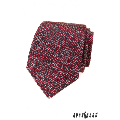 Krawat męski z czerwono-szarym wzorem