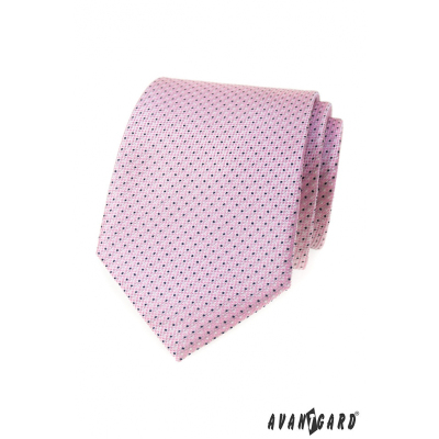 Różowy krawat z małym niebieskim wzorem