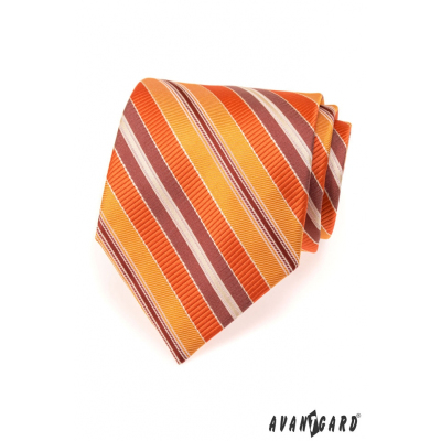 Krawat męski w pomarańczowe paski