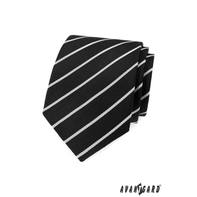Czarny krawat z białym paskiem