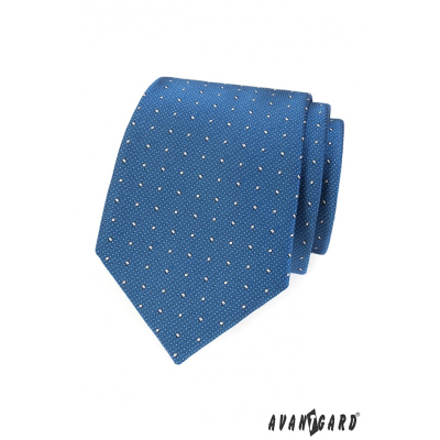 Jasnoniebieski krawat, delikatne białe kropki