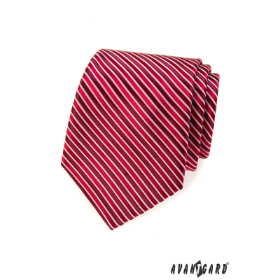 Czerwony krawat w bordowe paski