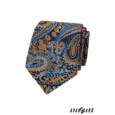 Niebieski krawat w kolorowy wzór paisley