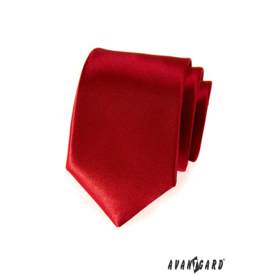 Gładki krawat męski czerwony