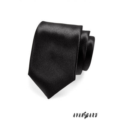 Klasyczny męski krawat w czarnym połysku