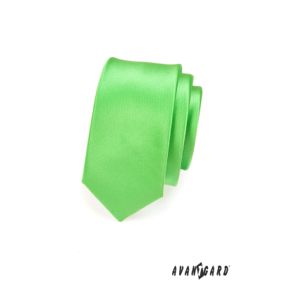 Wąski krawat SLIM zielony połysk
