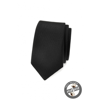 Czarny, matowy slim krawat Avantgard