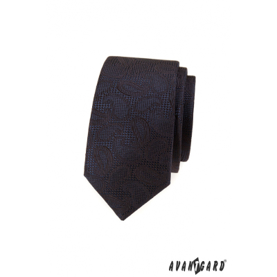 Brązowy, strukturalny krawat z wzorem Paisley