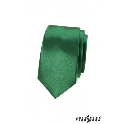 Wąski krawat w błyszczącym odcieniu zieleni