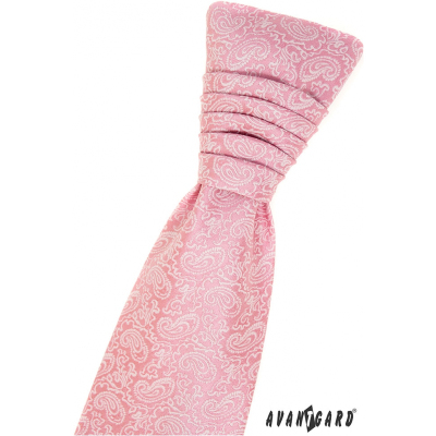 Krawat angielski w kolorze pudrowego różu z wzorem Paisley