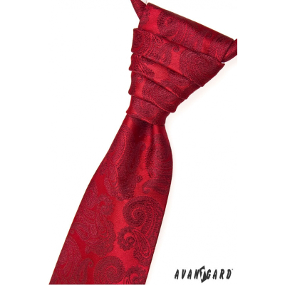 Czerwony krawat ślubny z motywami Paisley