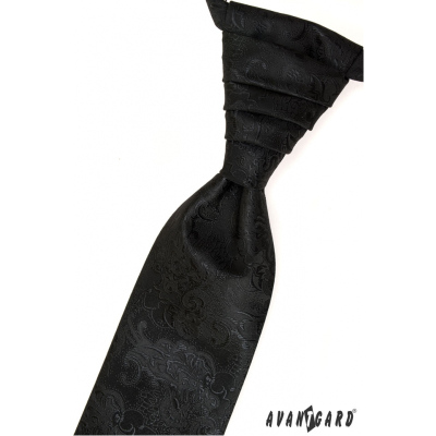 Czarny angielski krawat z wzorem