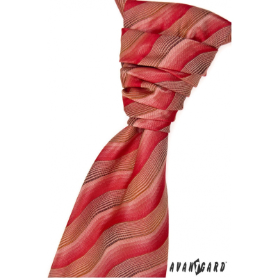 Krawat ślubny z poszetką - czerwonawo-brązowy