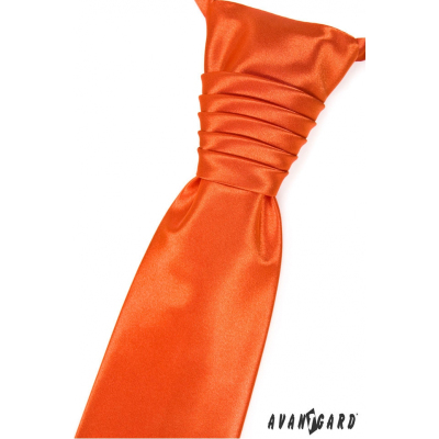 Pomarańczowy krawat ślubny z poszetką