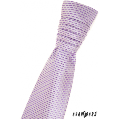 Angielski krawat w fioletowe paski i poszetkę