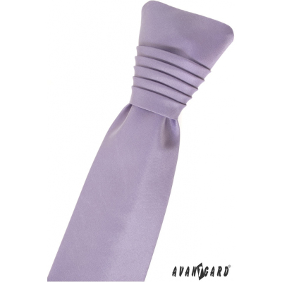 Liliowy krawat ślubny matowy