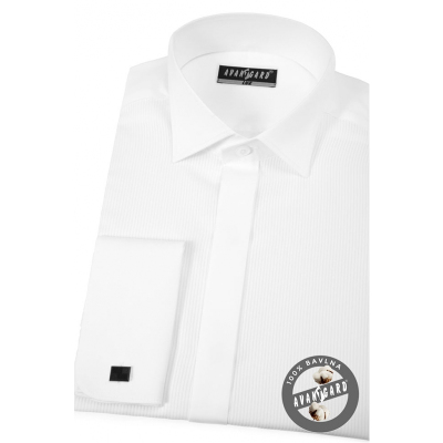 Biała luksusowa koszula smokingowa z podwójnym mankietem