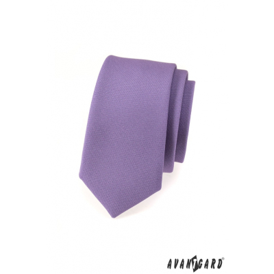 Fioletowy matowy wąski krawat