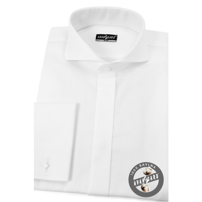 Biała bawełniana koszula w stylu smokingu