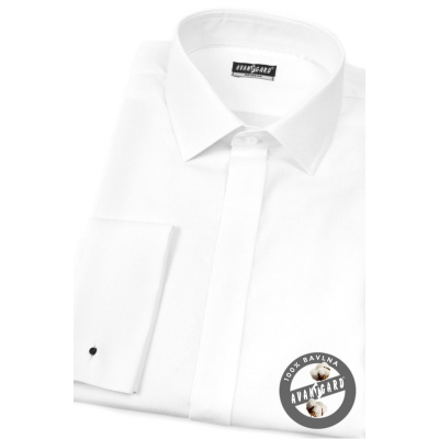 Biała koszula 100% bawełna na spinki do mankietów